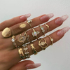  Bohemian Gold Virgin Mary Heart Flower Kunckle Midi Ring Set for Women