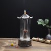 20Cones Chinese Dragon Incense Burner Ceramic Waterfall LED Light Incense Cones Holder Aroma Censer With Acrylic Windproof Cover