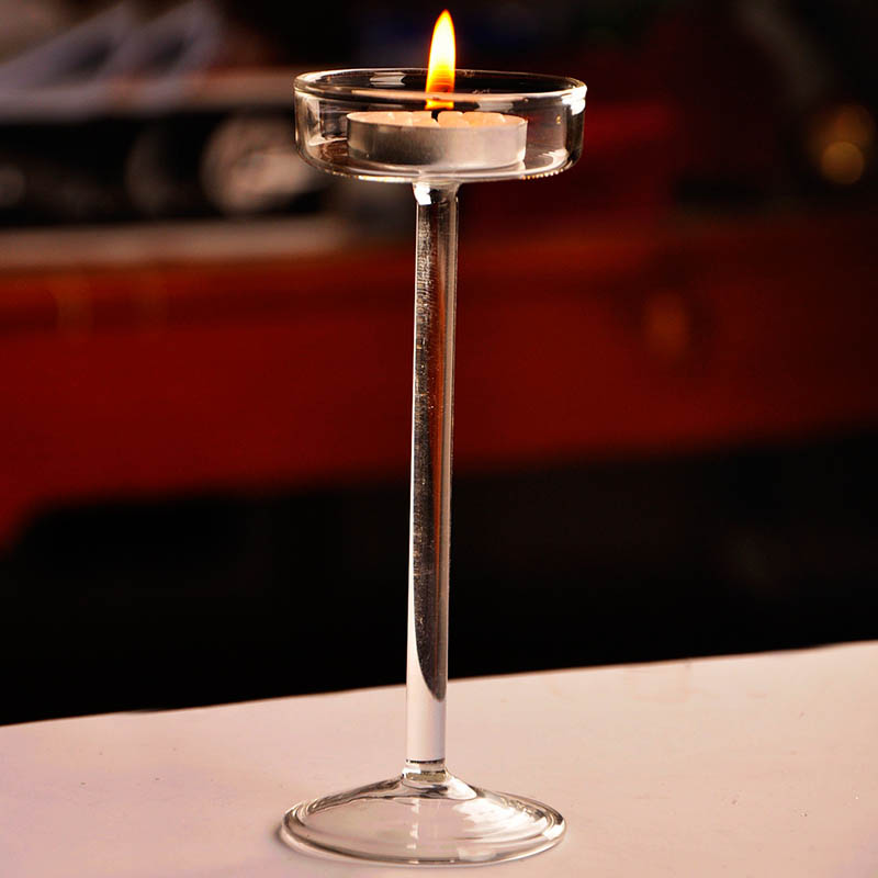 European High Candlestick Glass Candle Holder Romantic Dinner Decoration