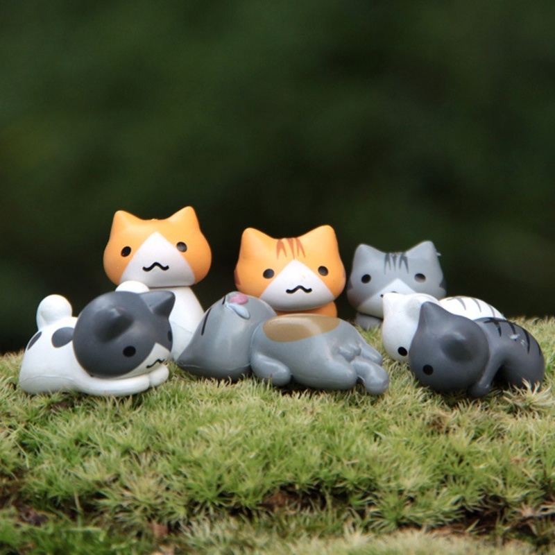 6Pcs/Set Funny Neko Atsume Meow Mochi Dango Cat Flower Pot Micro Landscape Mini Doll Balcony Decorations Flower Pot