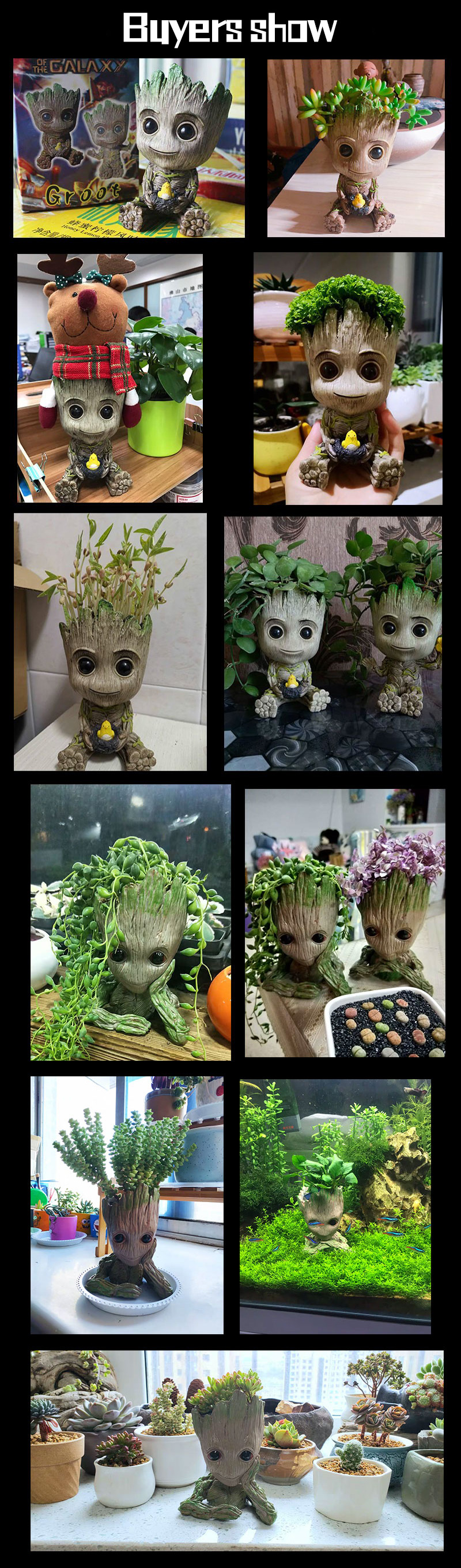 New Groot Flower Pot Baby Flowerpots Child Pen Holder Home Garden Accessories Tree Man Model Toy