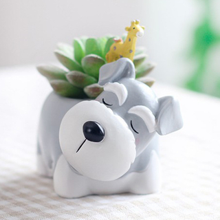 Resin Cartoon Dog Succulent Cactus Planter Pot, Decorative Garden Flower Holder