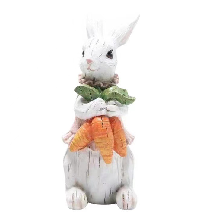 Cute Easter Rabbit Holding Eggs Ornaments Easter Bunny Holding Carrots Ornaments Happy Easter Party Decoration For Home