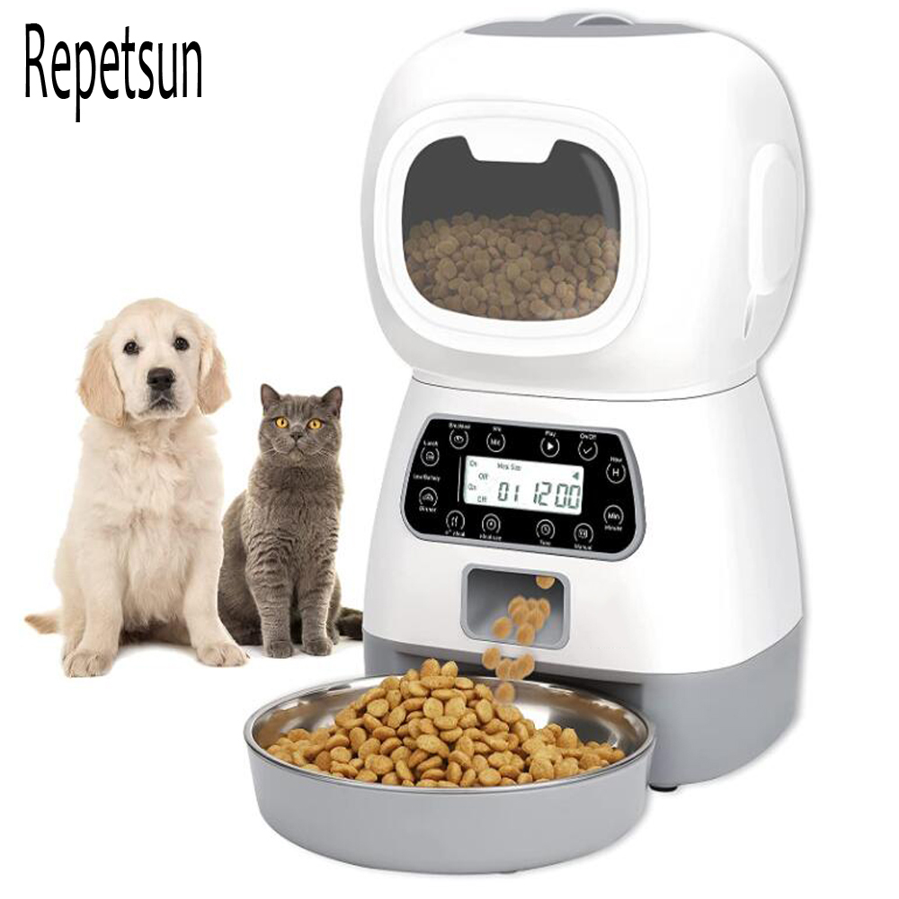 3.5L Automatic Pet Feeder Smart Food Dispenser For Cats Dogs Timer Stainless Steel Bowl Auto Dog Cat Pet Feeding Pet Supplies