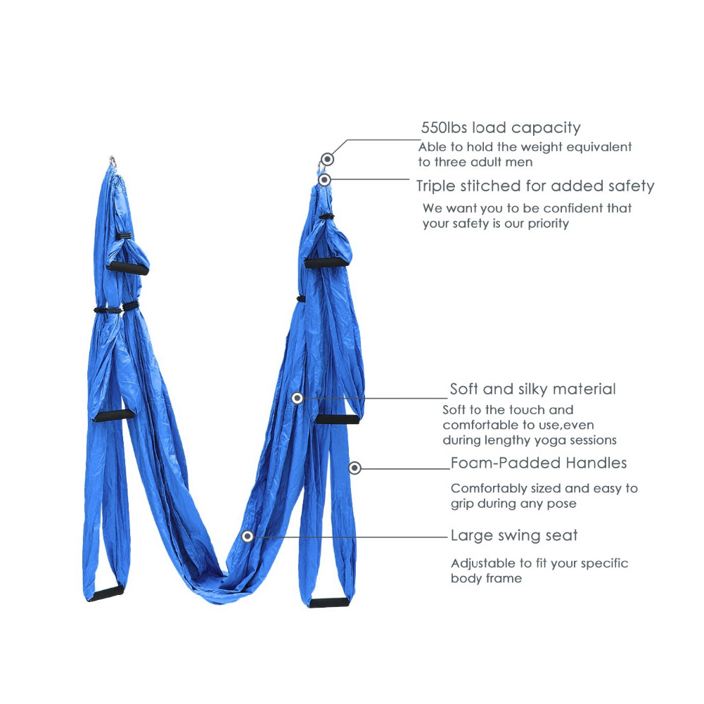 2.5m X 1.5m Aerial Yoga Hammock Swing Yoga Set Belt For Body Building Pilates Workout Fitness Suit For Ceiling Yoga Training