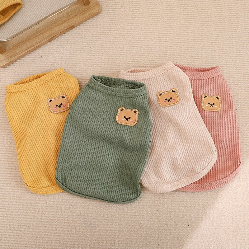 Summer Pet Dog Vest Bear Print Dogs Clothes Thin Pet Pullover Puppy Small Dog Breathable Knitting French Bulldog Chihuahua Pug