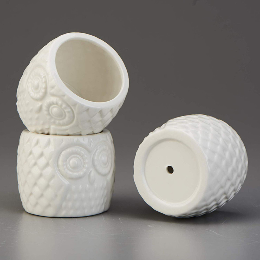 Garden Pots 3 Tier Wooden Stand Holder Home Office With Drainage Indoor Decoration White Ceramic Vase Bamboo Saucers