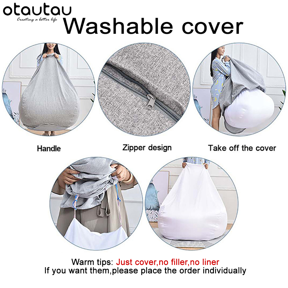 OTAUTAU Big XXL Sofa Cover Bean Bag Inner Wash Bag Giant Beanbag Storage Dustproof Ottoman Puff Seat Chair Pouf Lounge Furniture