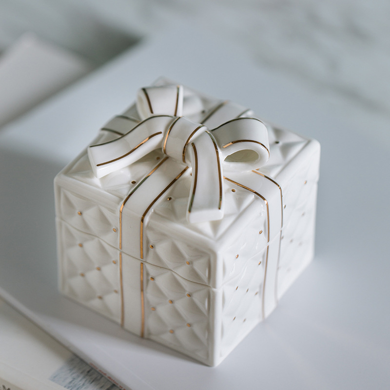 Christmas Valentine's Day Gift Ceramic Jewelry Storage Box Gold Jewelry Box Decoration