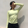  Women Long Sleeve Yoga Tops Fitness Running T Shirts Gym Wear Sports Wear Female Yoga Shirt Pure Color Sports Clothes
