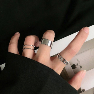 Punk Metal Geometry Circular Punk Rings Set Opening Index Finger Accessories 