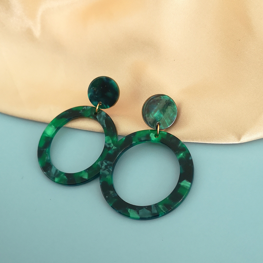 Fashion Statement Earrings Vintage Green Resin Leaf Earrings For Women 2021 Trend Gold Geometric Hanging Earrings Female Jewelry