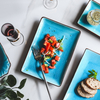 Ice Cracking Glaze Ceramic Tableware Household Dishes Rice Bowls Steamed Fish Dishes Porcelain Blue Dinner Plates Cutlery Set