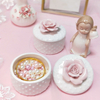 European-style Ceramic with Flower Jewelry Storage Box Delicate Round Retro Beauty Salon with Small Jewelry Porcelain Box Gift