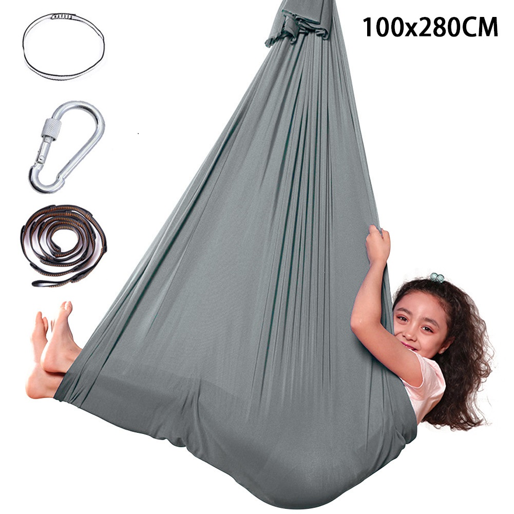 2.8m Elastic Aerial Yoga Hammock Aerial Silk Yoga Swing Antigravity Yoga Belts Soft Elastic Parcel Steady Seat Swing Chair Toy