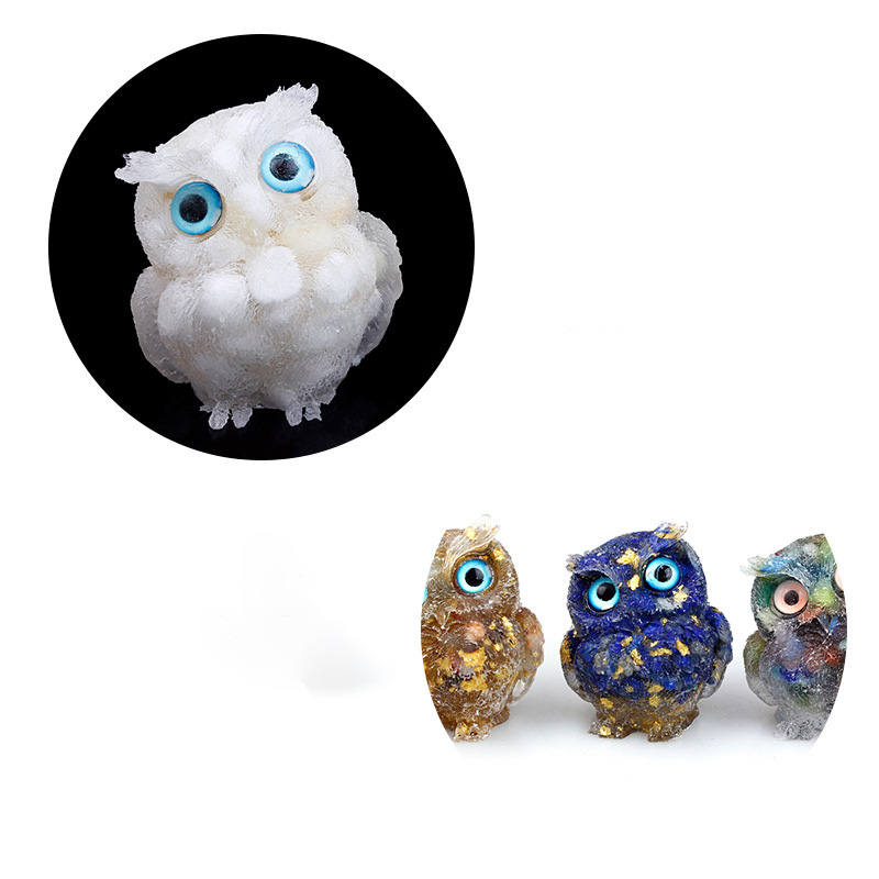 1PCS Natural Crystal Stone Gravel Owl Animal Crafts Hand Made Small Figurines DIY Resin Table Decor Home Decor Collect Gifts