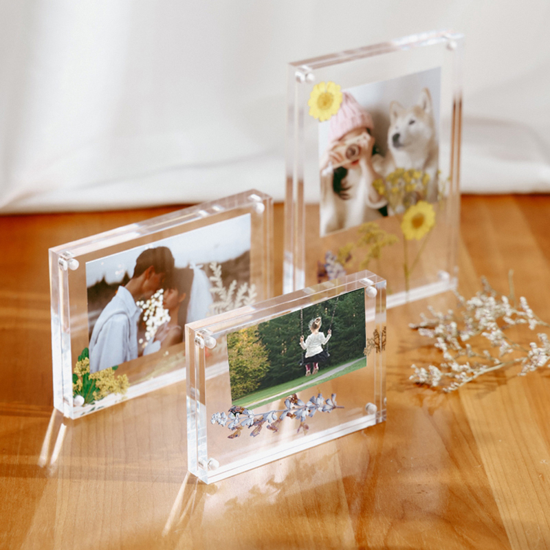 Transparent Acrylic Picture Photo Frame Magnetic Photocard Holder Poster Display Stand Photo Protection Office Desktop Ornament