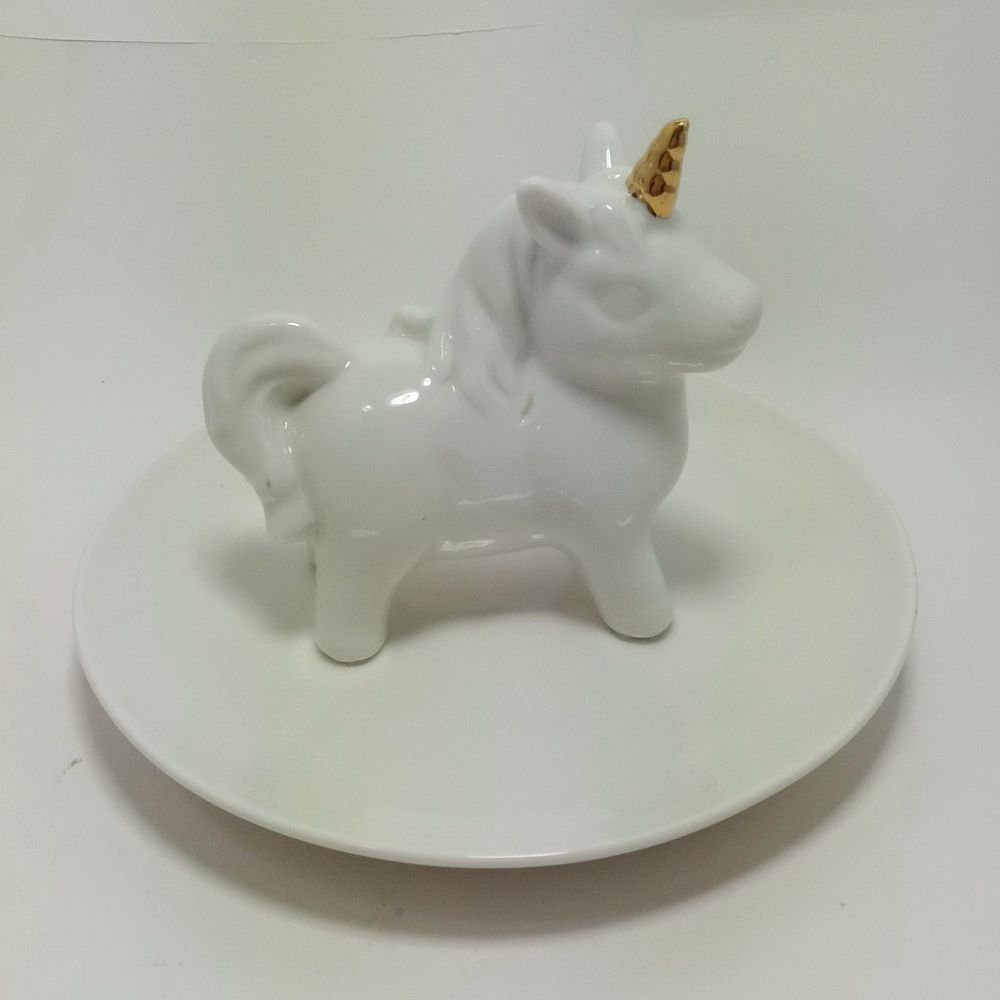 Ceramic Pink White Jewelry Tray Ring Dish Oval Shape With Gold Rim Decorative Trinket Plate Jewelry Organizer Dish Ring Holder
