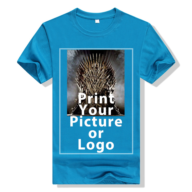 Men Casual Cotton Tshirt DIY Your OWN T Shirt Custom Printed Design Pictures