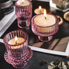 Pink Glass Home Decor Candle Holders Wedding Decoration Accessories Candlesticks For Candelabro Centerpiece Vertical Stripes