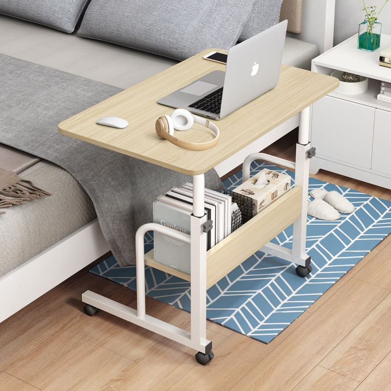 Convenient Mobile Laptop Stand Lifting Adjustment Breakfast Table Double Storage Computer Table Widening Desktop Reading Desk