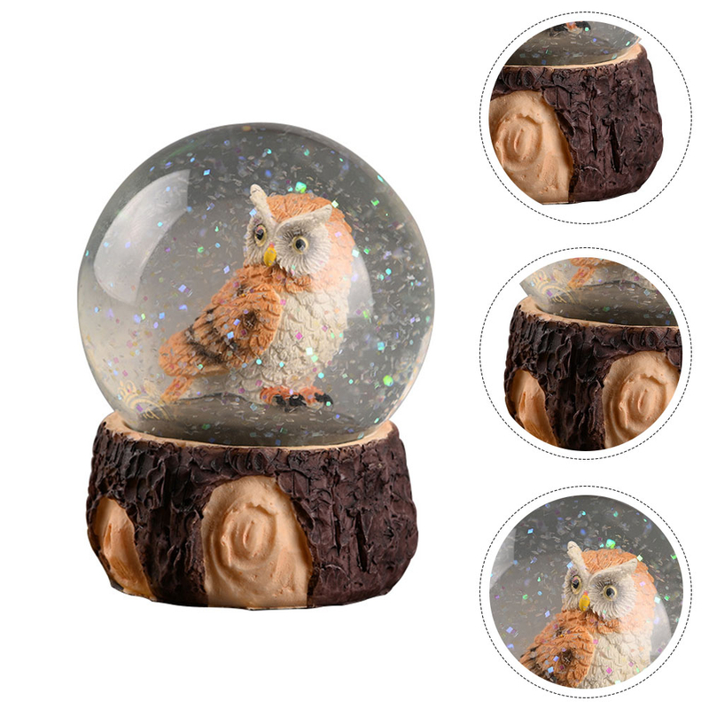 Snow Owl Snow With Stand Water Globe Decoration Cabinet Decoration Photography Glass Feng Shui Ornaments