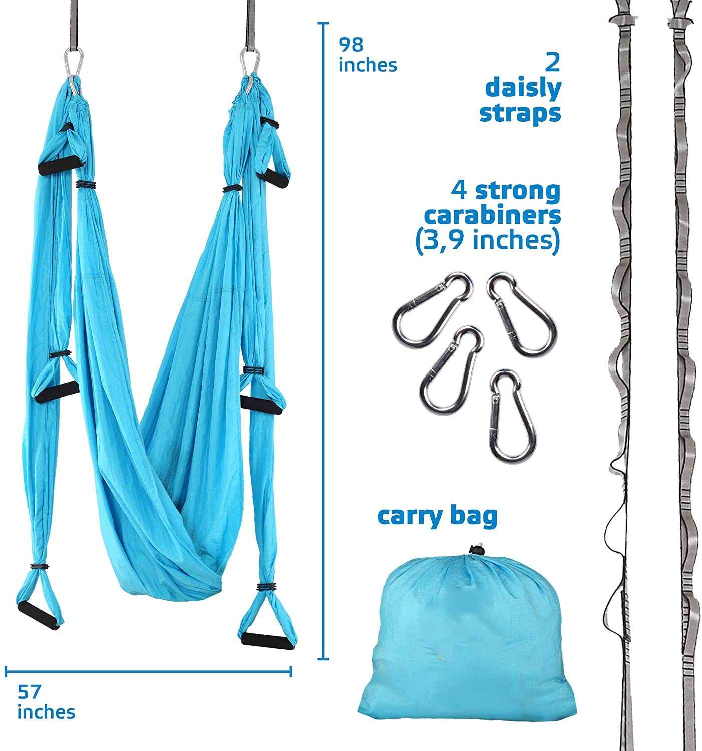 Aerial Yoga Swing with Extension Straps Antigravity Yoga Hammock Aerial Trapeze Sling Inversion Tool for Home Gym Fitness