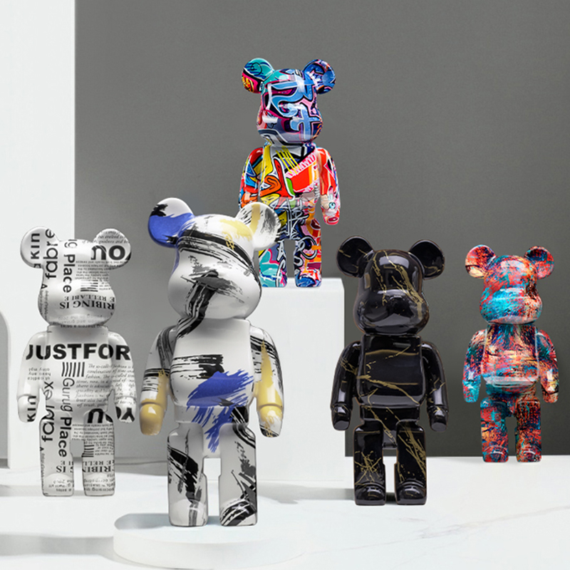 Bearbrick Statue Bear Statues And Sculptures Figure Ornaments Nordic Room Home Decor Figurines for Interior Easter Decoration
