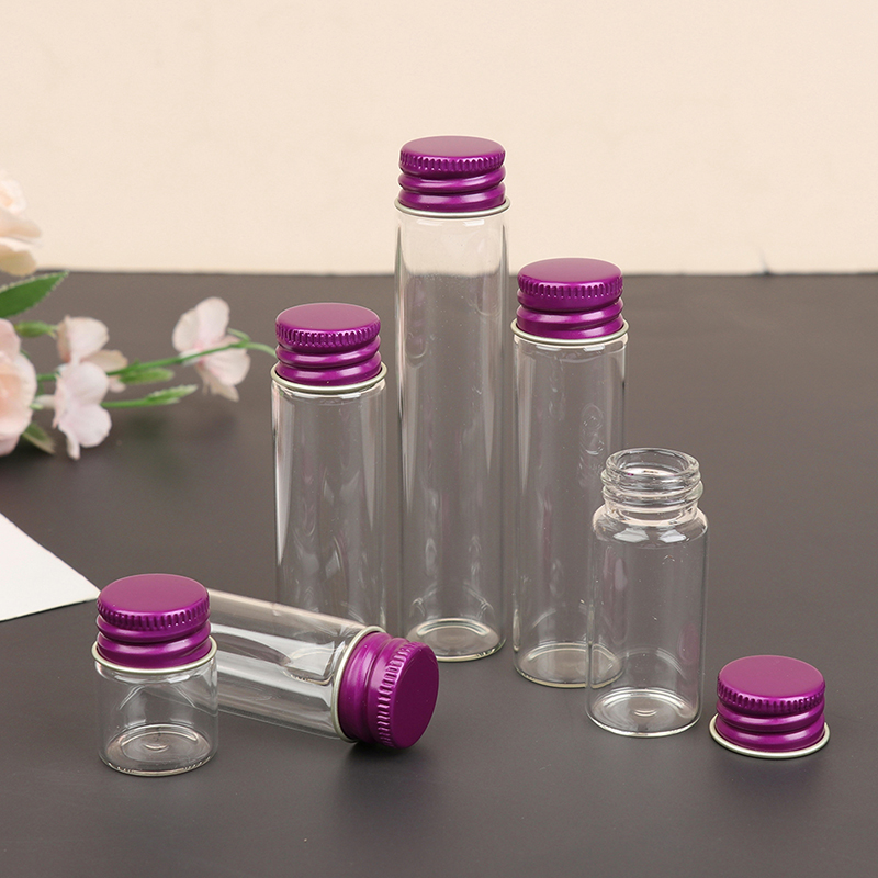 10PCS/lot 5/7/10/14/18/20/26ML Tiny Glass Jars Bottles Screw Cap Storage Jar Mini Containers GLASS Transparent Vial Bottles