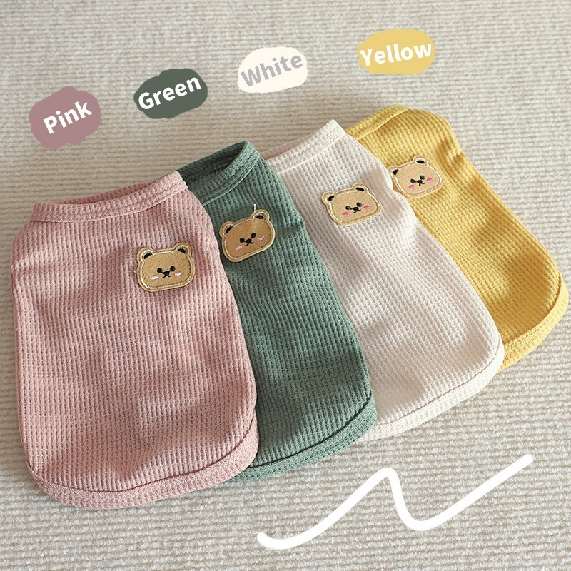 Summer Pet Dog Vest Bear Print Dogs Clothes Thin Pet Pullover Puppy Small Dog Breathable Knitting French Bulldog Chihuahua Pug