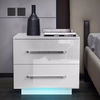 2023 Modern Night Tables High Gloss LED Light Nightstand with 2 Drawer 20 Modes LED RGB Bedside Table Home Bedroom Bedside Cabin