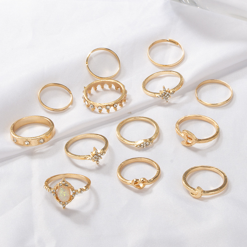 Matching Rings for Women Anillos Mujer Gold Ring Set 