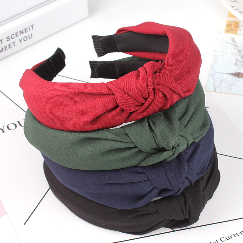 Wide Top Knot Hair Bands For Women Headdress Solid Color Cloth Headband 