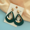 Fashion Statement Earrings Vintage Green Resin Leaf Earrings For Women 2021 Trend Gold Geometric Hanging Earrings Female Jewelry