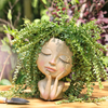 Face Head Planter Succulent Plant Flower Pot Resin Container With Drain Holes Flowerpot Figure Garden Decor Tabletop Ornament