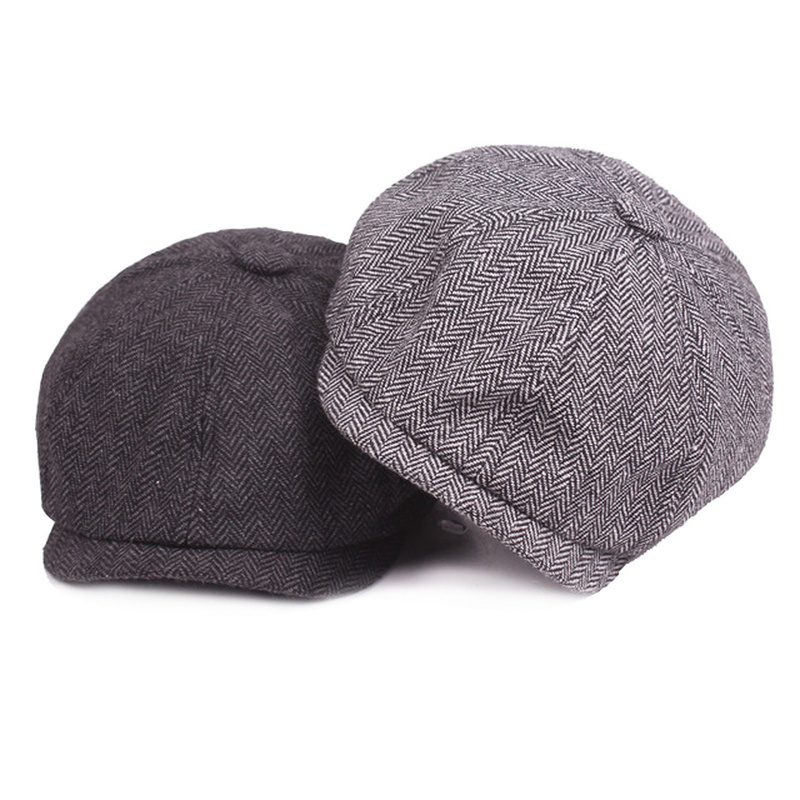 Men Beret Newsboy Hats Classic Western Newsboy Caps Cotton Blend Beret Hat Flat Brim Adjustable Men Spring Berets Cap