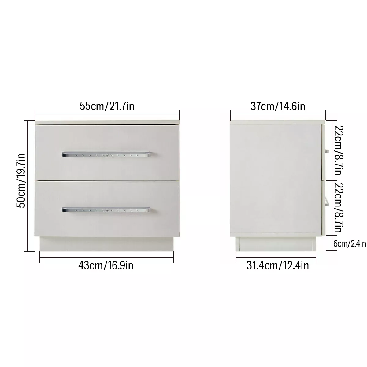 2023 Modern Night Tables High Gloss LED Light Nightstand with 2 Drawer 20 Modes LED RGB Bedside Table Home Bedroom Bedside Cabin