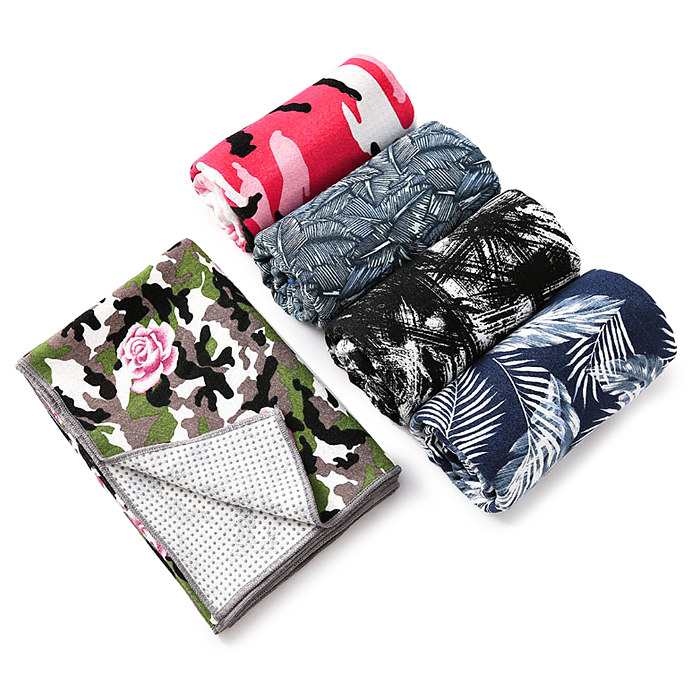 Yoga Mat Print Quick Dry Non-Slip Foldable Yoga Towel Fitness Blanket Home Gym Fitness Equipment With Mesh Bag Training Mat