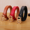 Female Double Ring Round Buckle Smooth Dark Buckle Belt Student Jeans Skirt