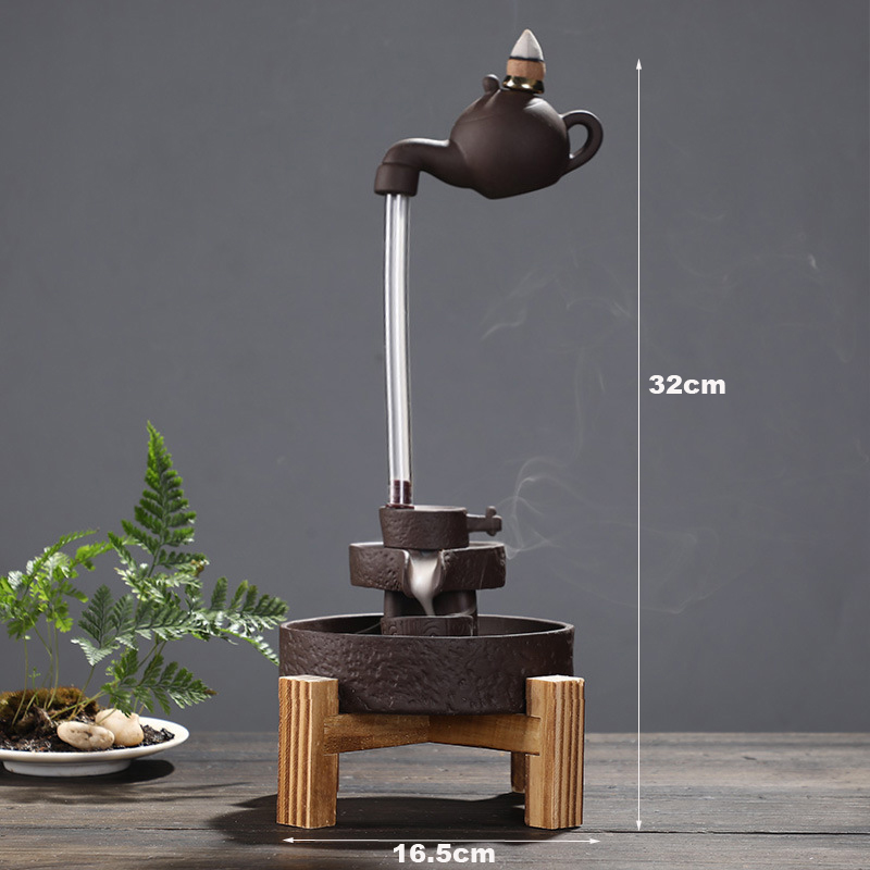 +Gift Purple Clay Backflow Incense Burner Zen Monk Buddha Hand Lotus Sandalwood Furnace Aromatherapy Censer Creative Ornaments