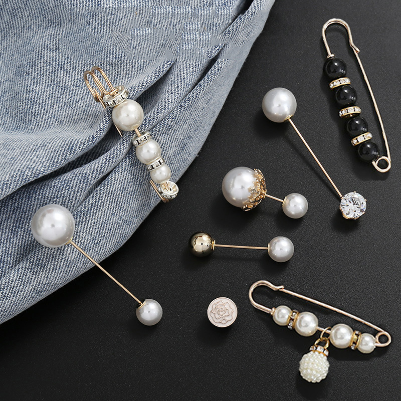 Brooch Set Big Beads Fashion Clothing Brooches for Women Pearl Lapel Pin Sweater Dress Brooch Pins Badge Buckle Accessories