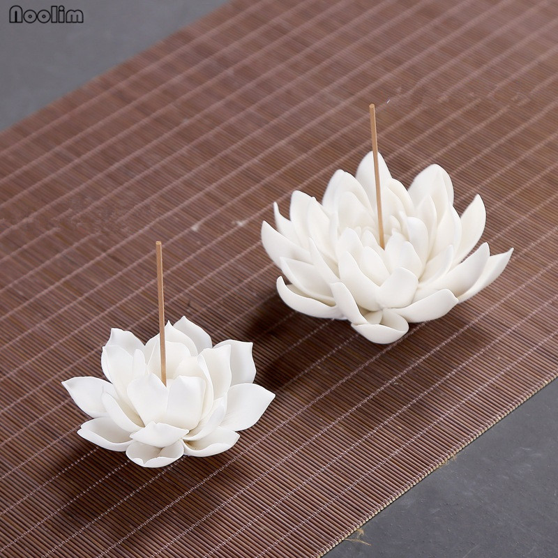 Ceramic White Lotus Incense Burner Home Decor Incense Stick Holder Buddhist Aromatherapy Incense Censer Use In Office Teahouse