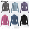 Women&#39;s Long Sleeves Sports Running Shirt Breathable Gym Workout Top Women&#39;s Yoga Jackets with Zipper with Finger Holes