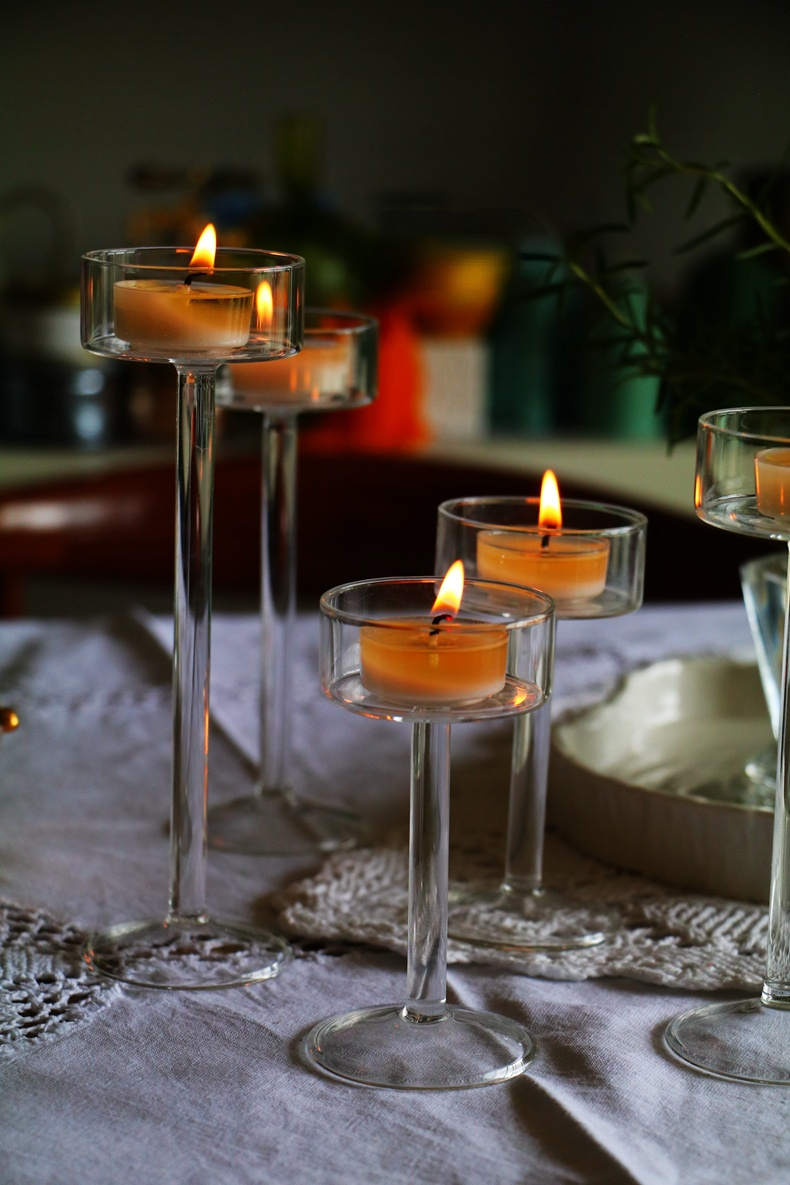 Glass Candle Holders Set Tealight Candle Holder Home Decor Wedding Table Centerpieces Crystal Holder Dinner Table Setting