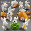 Christmas White Rabbit Easter Figurine Micro Landscape Home Decor Miniature Fairy Garden Decoration Accessories Modern Figure