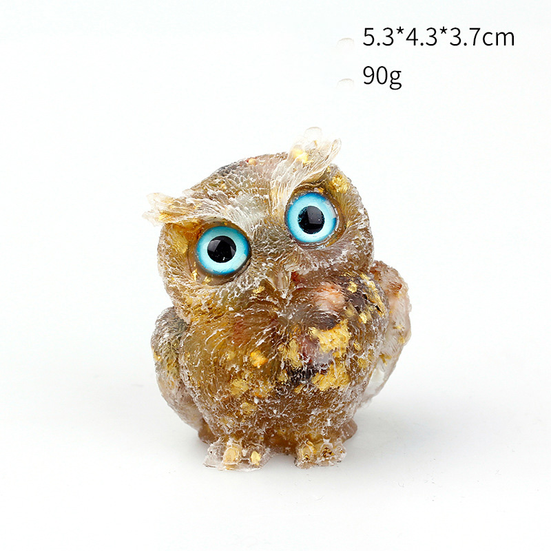 1PCS Natural Crystal Stone Gravel Owl Animal Crafts Hand Made Small Figurines DIY Resin Table Decor Home Decor Collect Gifts