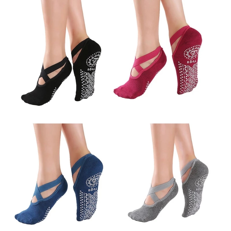 2023 Yoga Socks for Women Non-Slip Grips &amp; Straps Fitness Sport Ballet Pilates Socks