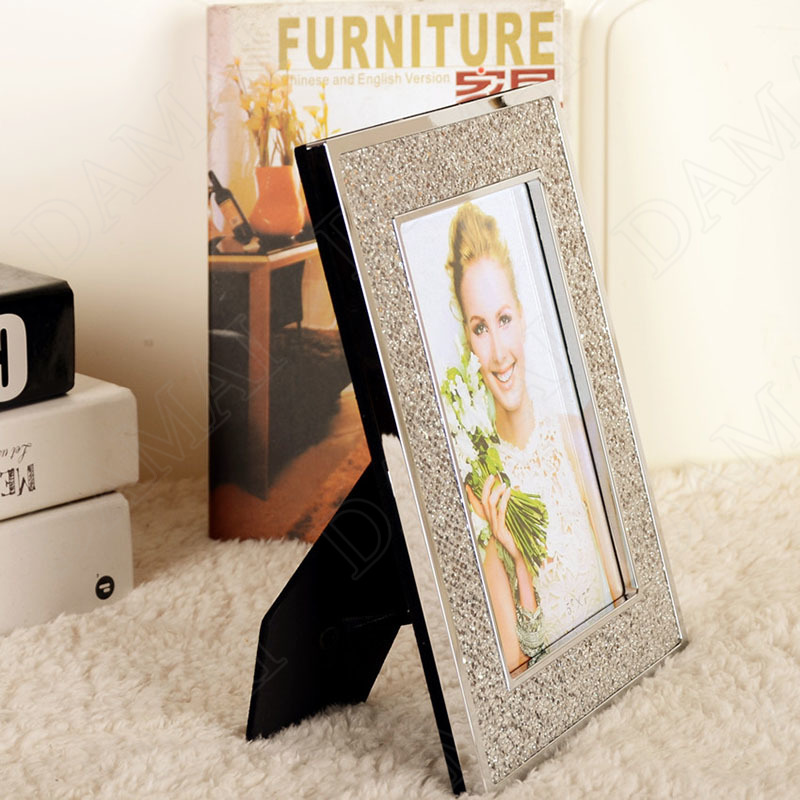European Metal Photo Frame Silver Glitter Modern Living Room TV Cabinet Photos Organizer Creativity Home Decoration Ornaments
