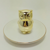 Custom Ceramic Flower Shaped Trinket Jewelry Dish Ring Holder With Bird Accents