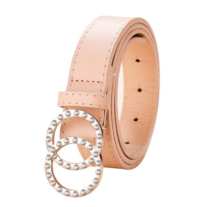 Diamond-studded Snap Button Simple Fashion Decorative Jeans Double Ring Buckle Belt